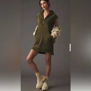 Daily Practice by Anthropologie Meru Zip-Front Mini Dress Forest Green Sz Large
